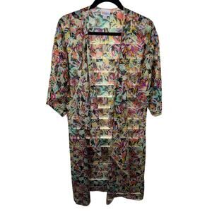 LulaRoe - Shirley - M - Floral Leaf Multicolor Sheer Coverup